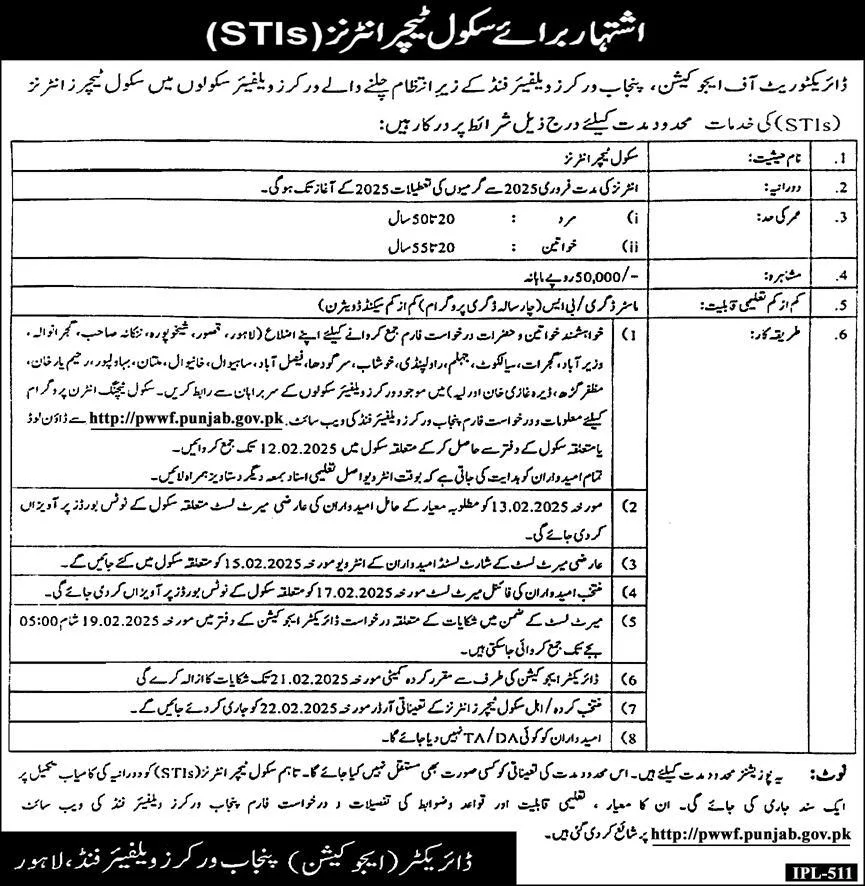 pwwf.punjab.gov.pk STI Jobs 2025