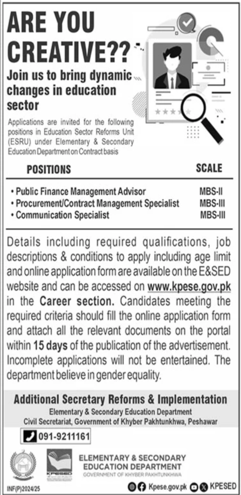 lastest Elementary and Secondary Education Department ESED Jobs 2025 Advertisement