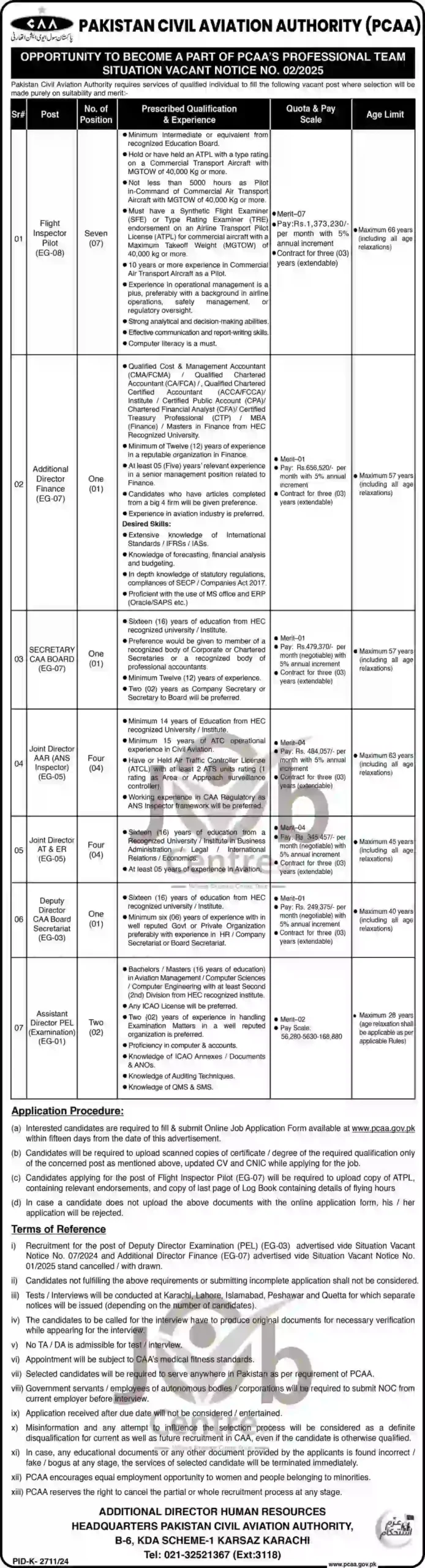 Pakistan Civil Aviation Authority PCCA Jobs 2025 Advertisement