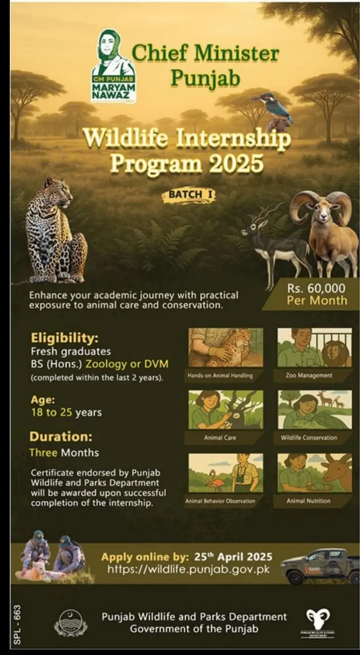 Chief Minister Punjab Wildlife Internship Program 2025 Advertisement