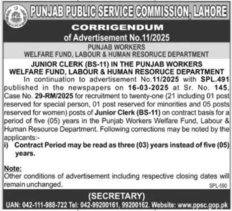 PPSC New Advertisement No. 11 Jobs 2025 Advertisement