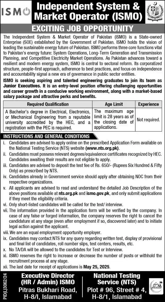 Independent System & Market Operator Islamabad Jobs 2025 Advertisement