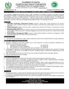 OEC Internship Online Apply 2025 Advertisement