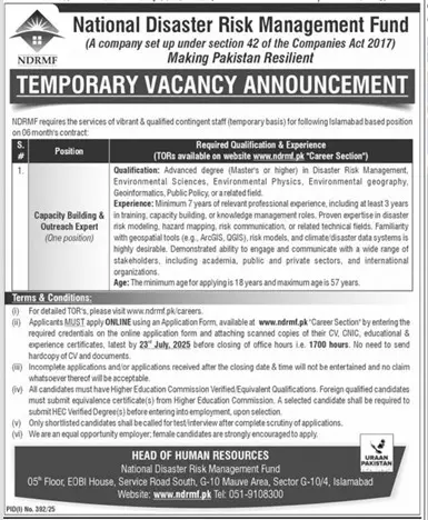 lastest NDRMF Jobs 2025 Advertisement