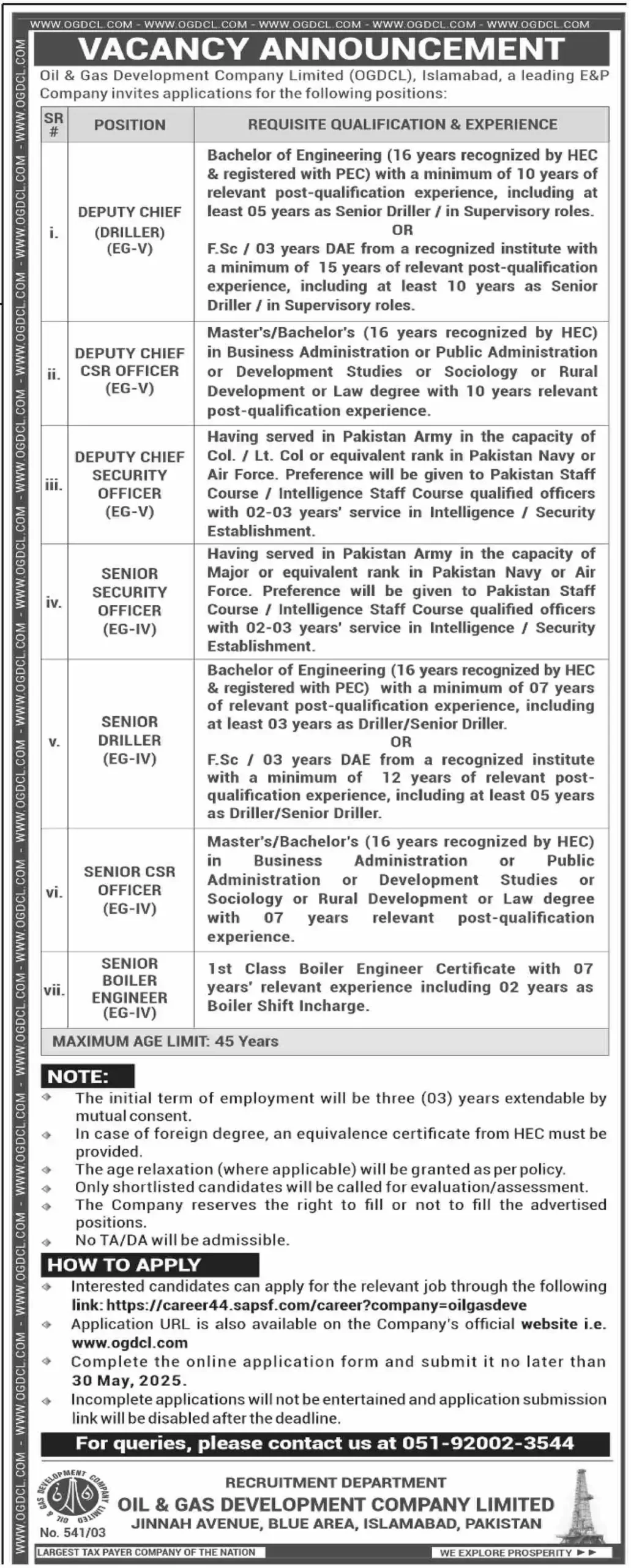 www.ogdcl.com Jobs 2025 Advertisement