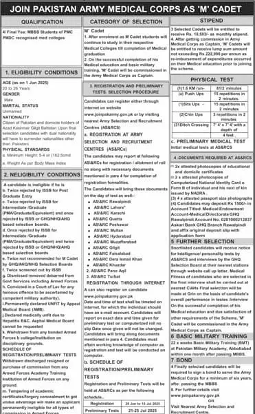 Medical Jobs at Pakistan Army 2025 Advertisement