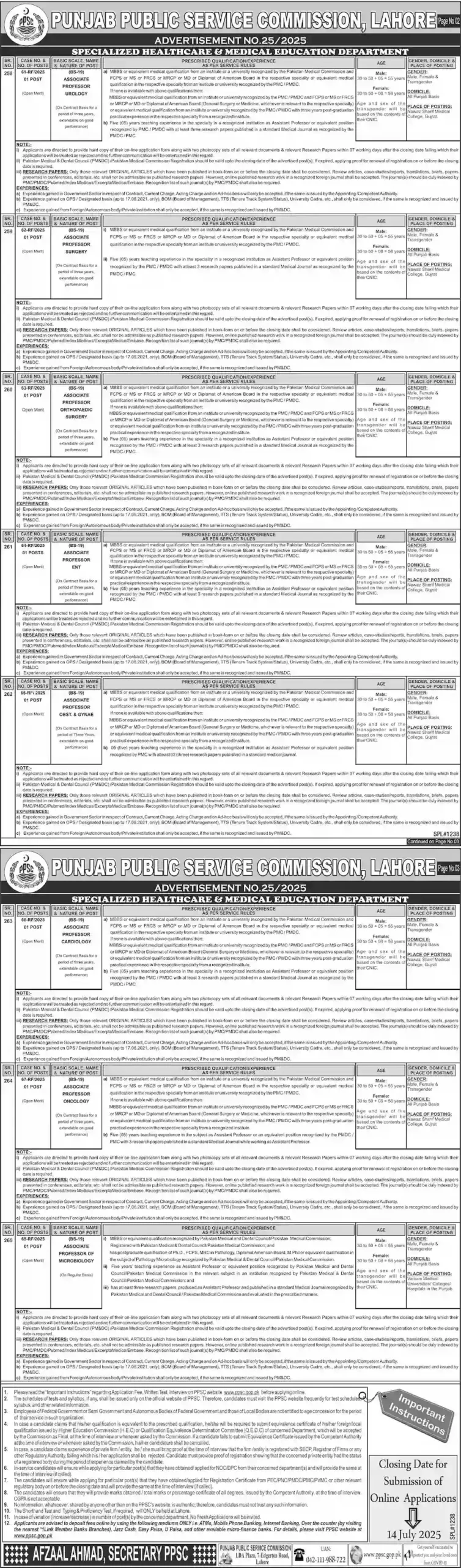 PPSC Advertisement 25 Jobs 2025 Advertisement