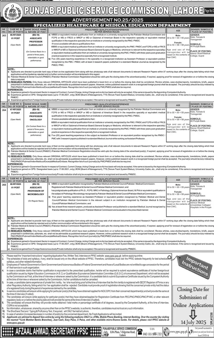 PPSC Advertisement 25 Jobs 2025 Advertisement